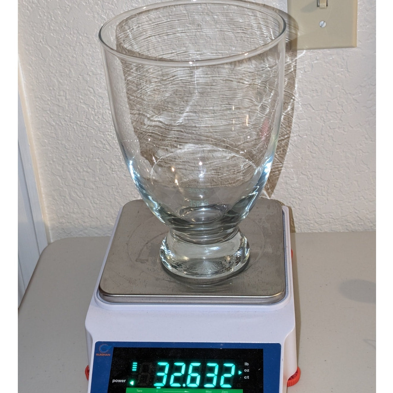 Clear Glass Heavy Base Wide Mouth Decorative Vase