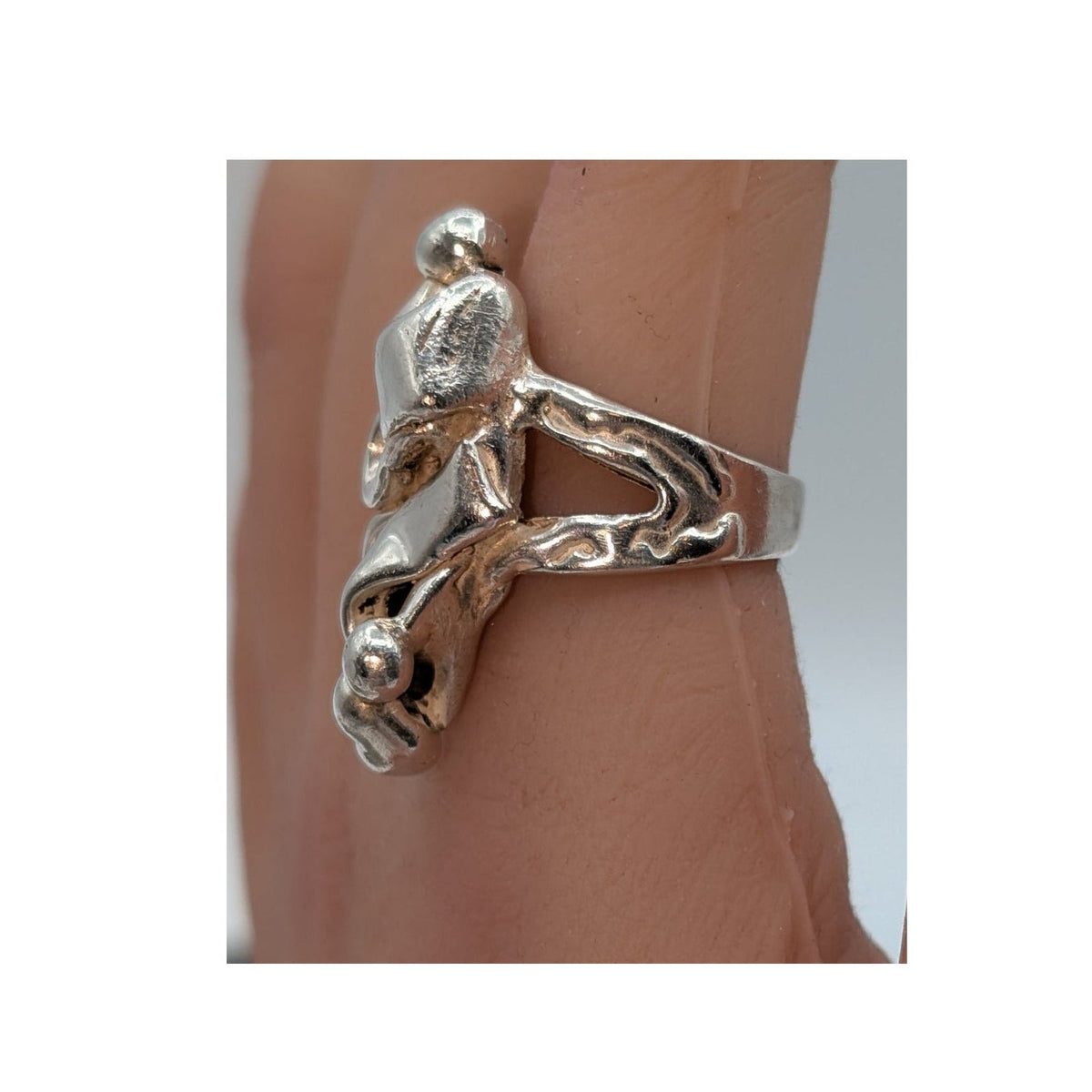 Sterling Silver Modernist Abstract Sculptural Organic Statement Ring Sz 6.75
