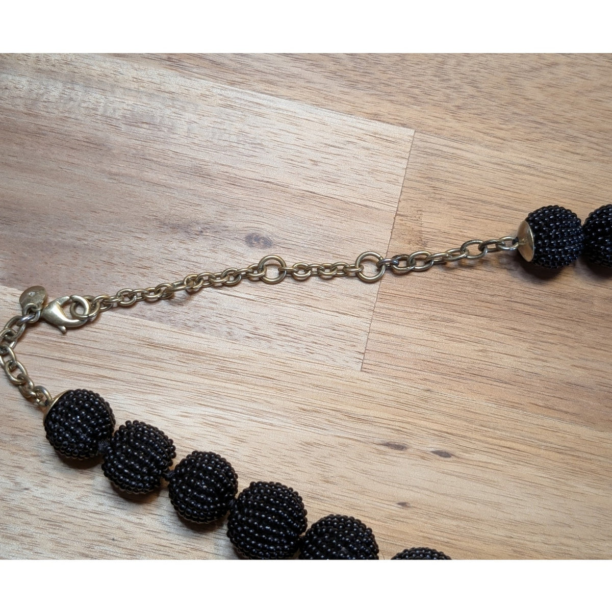 J. Crew Black Graduated Seed Bead Ball 18"-22" Necklace