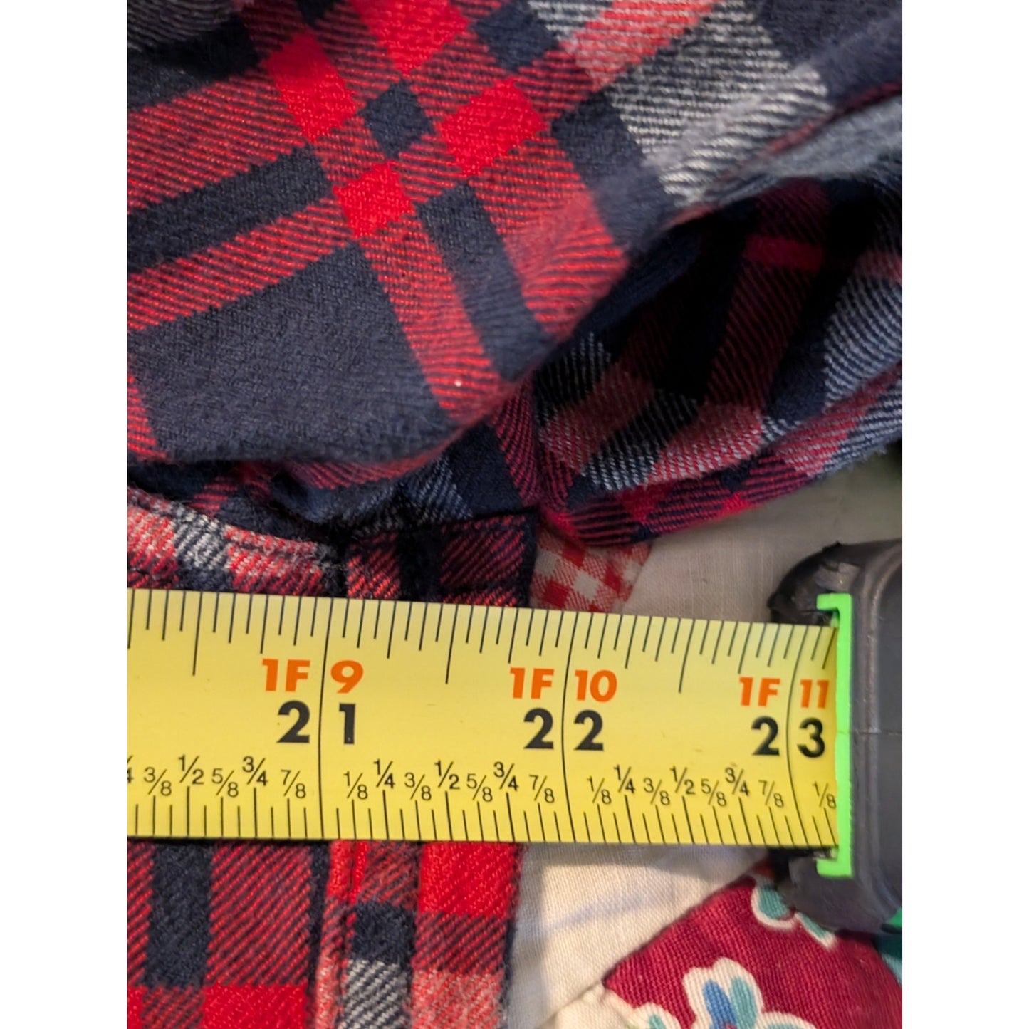 Lands' End Canvas Cotton Red Navy Plaid Pocket Flannel Button Up Shirt Mens M