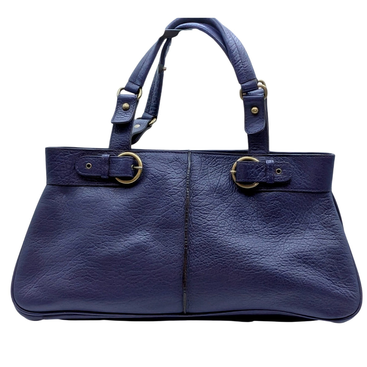 VTG Adrienne Vittadini Magnetic Purple Violet Tessa Pebble Leather Satchel
