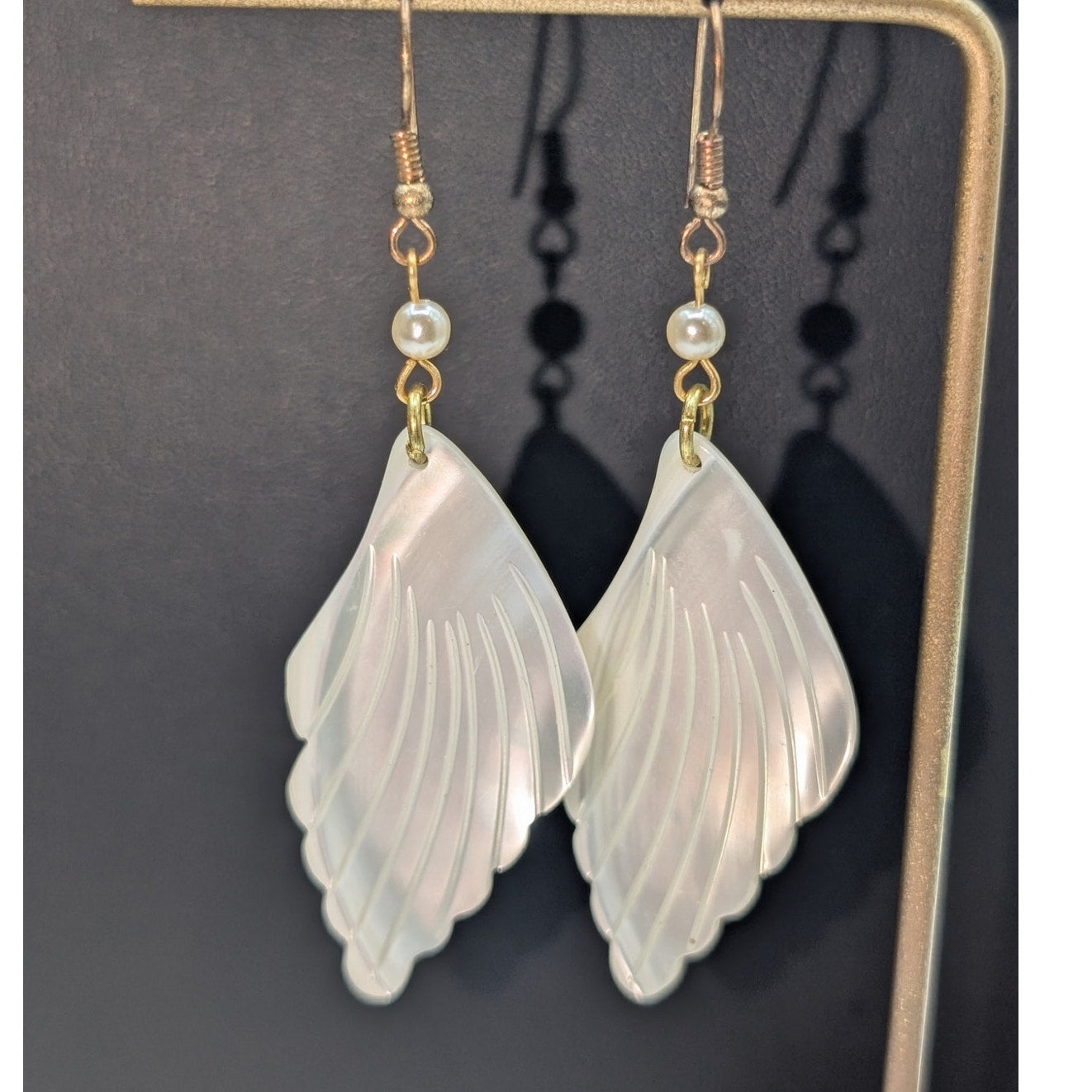 Vintage Mother of Pearl Wings Dangle Earrings