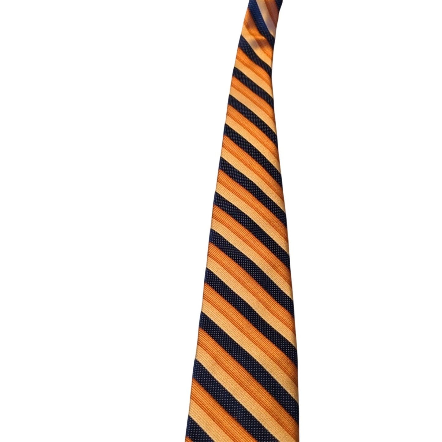 Ted Baker London 'Get Knotted' 100% Silk Orange/Navy Striped Made in the USA Tie