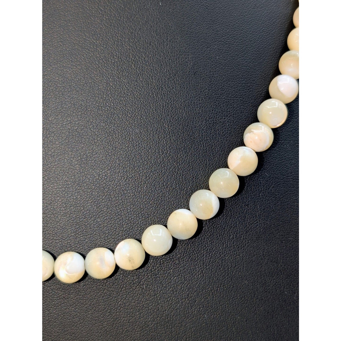Vintage Mother of Pearl 8mm Bead 24" Necklace & Matching Dangle Earrings