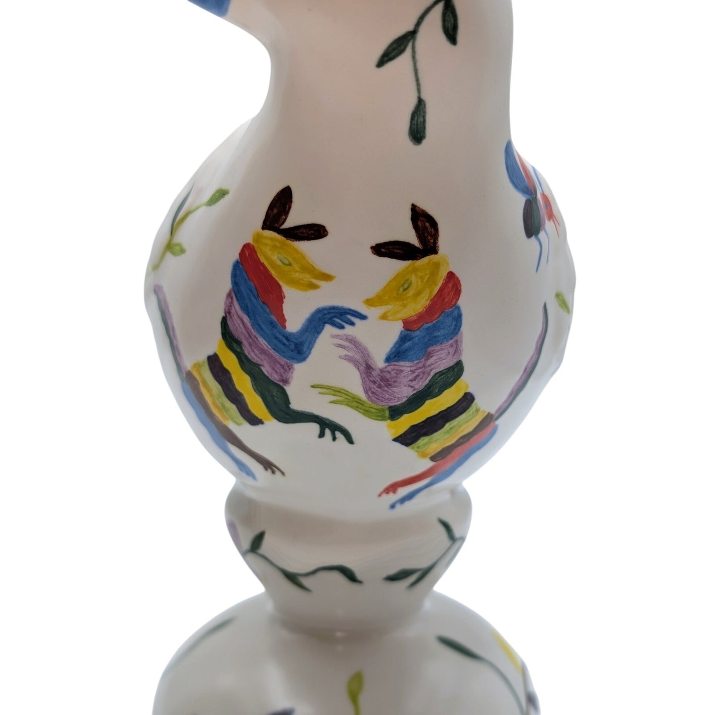White Multi-Colored Painted Bird Figurine