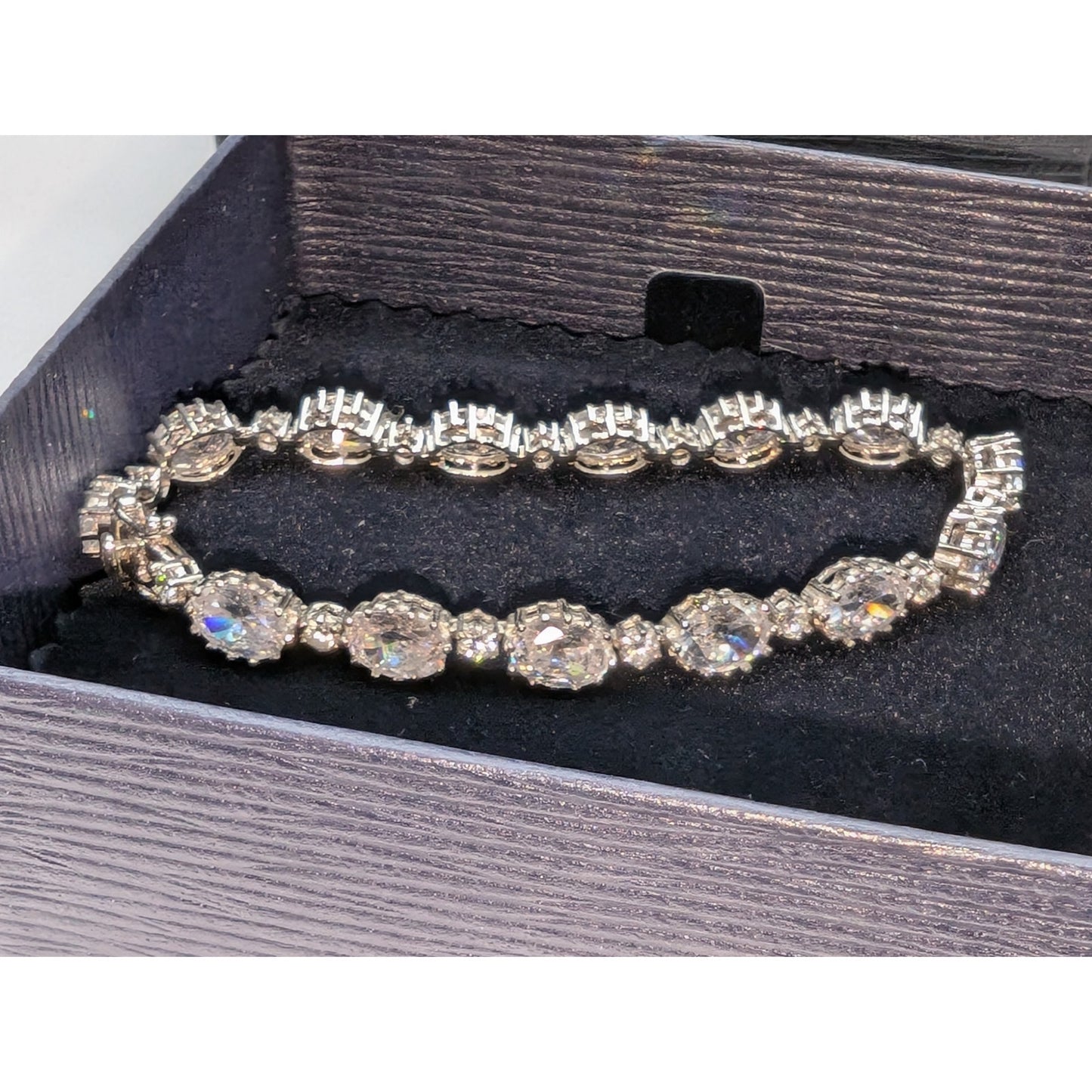Stauer 925 Sterling Glam Oval & Round Alternating Cubic Zirconia Tennis Bracelet