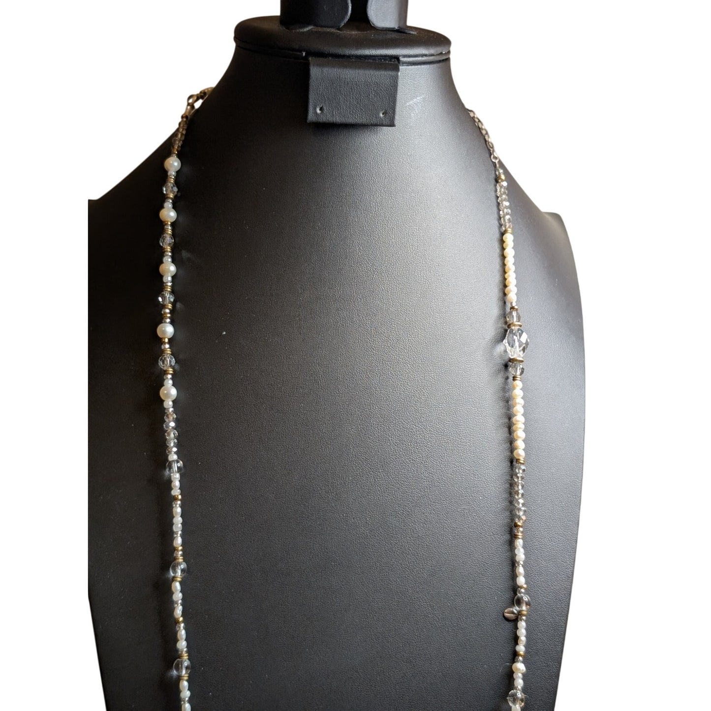 SILPADA Jewelry Stardust 54" Sterling Silver Brass Pearl Crystal Beaded Necklace