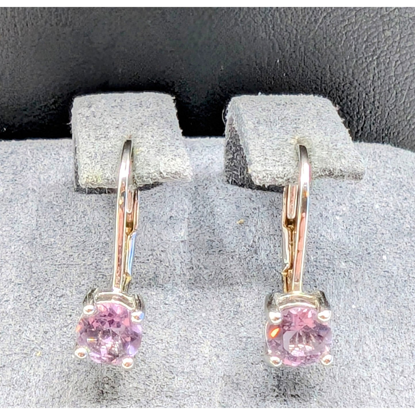Light Purple Pink 5mm Gemstone 925 Sterling Silver Lever Back Earrings