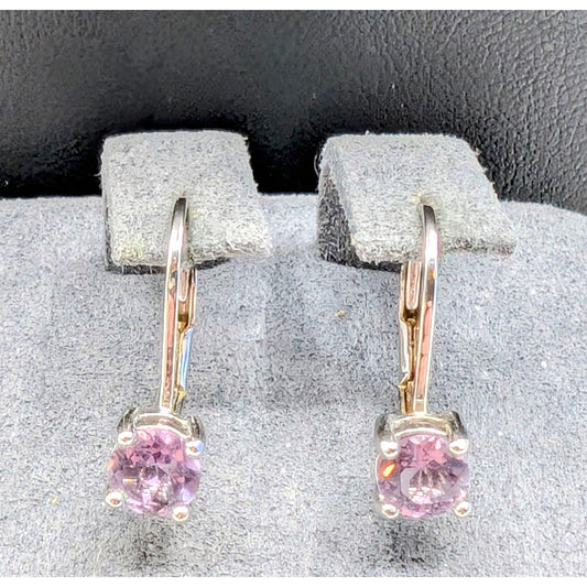 Light Purple Pink 5mm Gemstone 925 Sterling Silver Lever Back Earrings