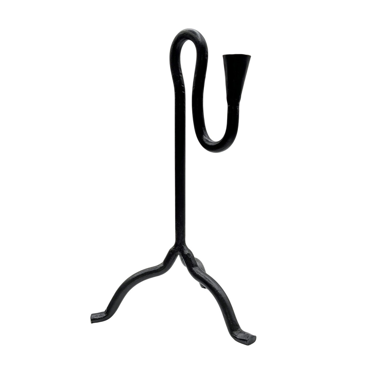 Hand Forged Wrought Iron Blacksmith Made Mid-Century Modern Candlestick Holder