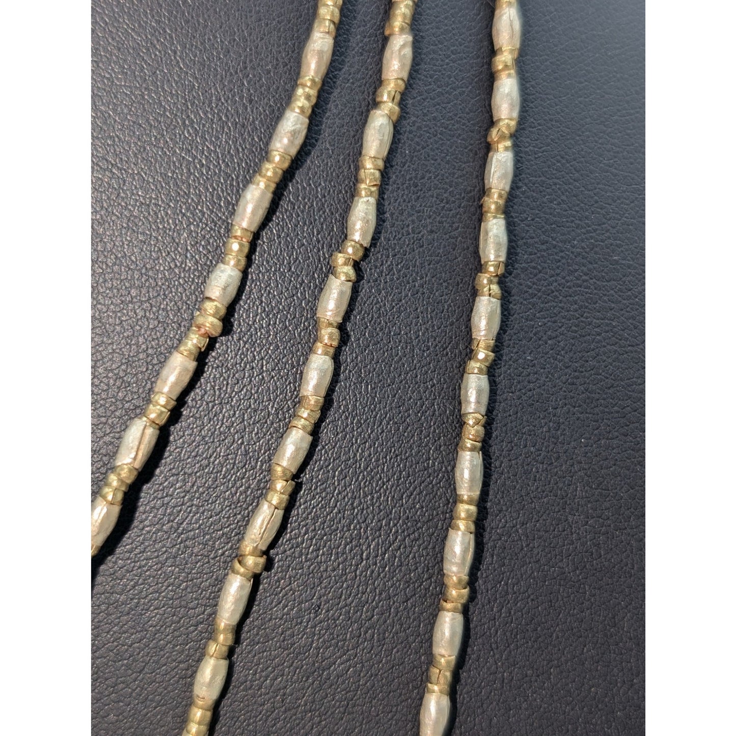 Antique 76" Strand of Two Tone Tribal Hand-Made Folded Beaded  Necklace 38.35g