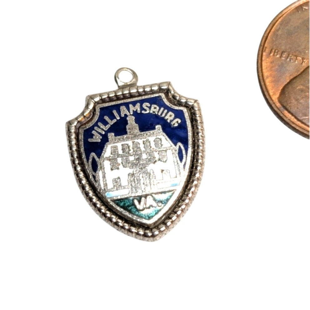 Vintage Sterling Silver Enamel Shield Colonial Williamsburg VA Charm