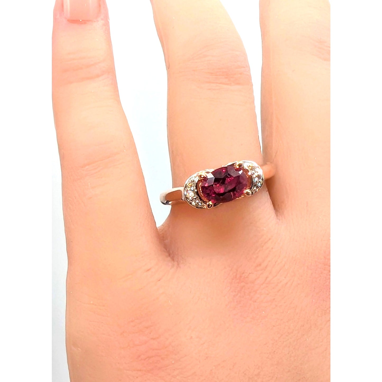 Eterno Rose Gold 925 Sterling Bella Luce Remy Cut Lab Ruby & White CZ Ring Sz 8
