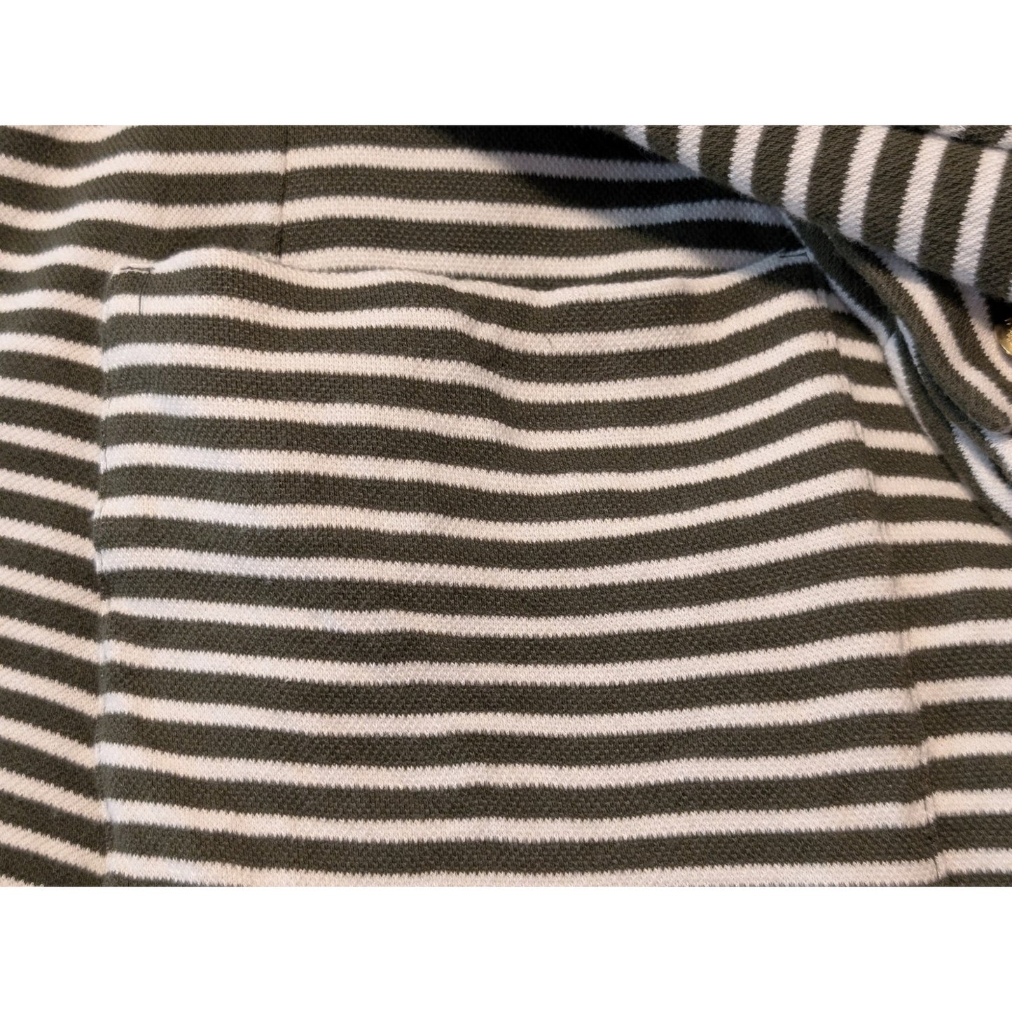 Lauren Ralph Lauren Olive Striped Pique Knit Gold Button Blazer Womens' Sz XL