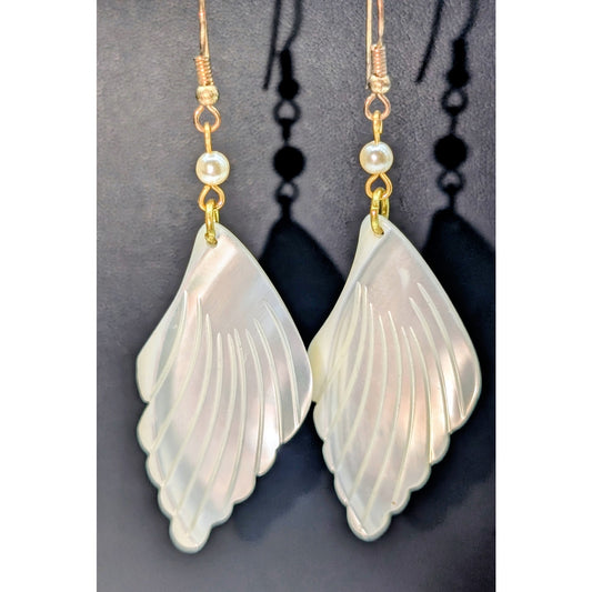 Vintage Mother of Pearl Wings Dangle Earrings