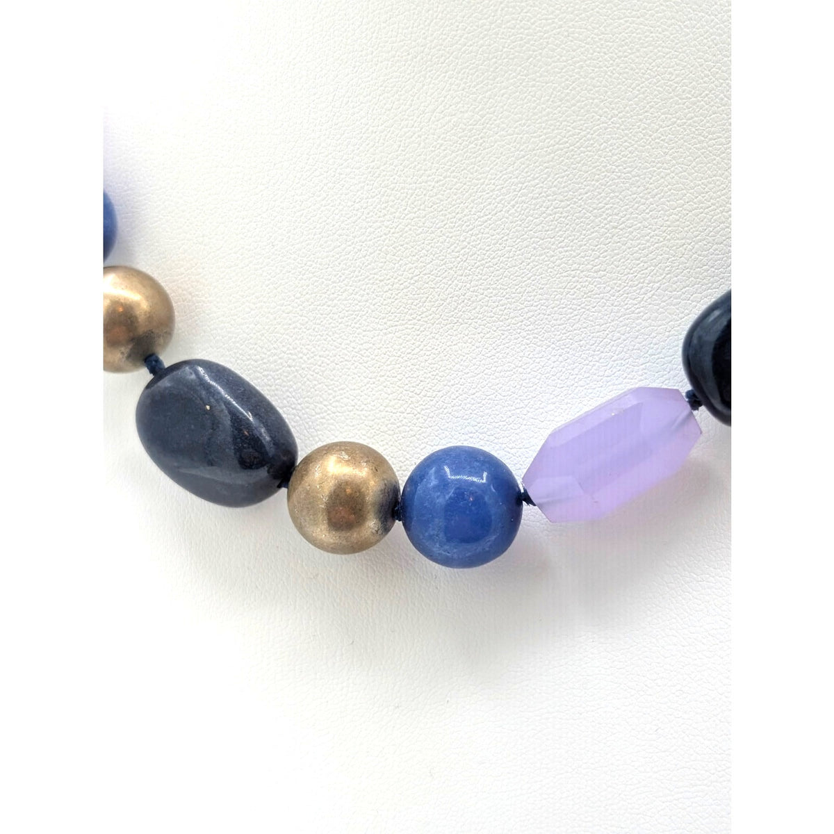 Talbot's Lapis Lazuli Topaz Lavender Crystal Knotted Beaded 17"-19" Necklace