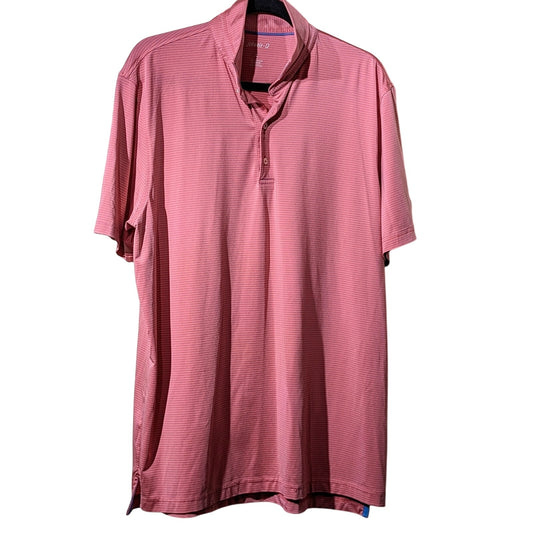 Johnnie-O Pink/Blue Striped Polo Golf Shirt Mens Size L