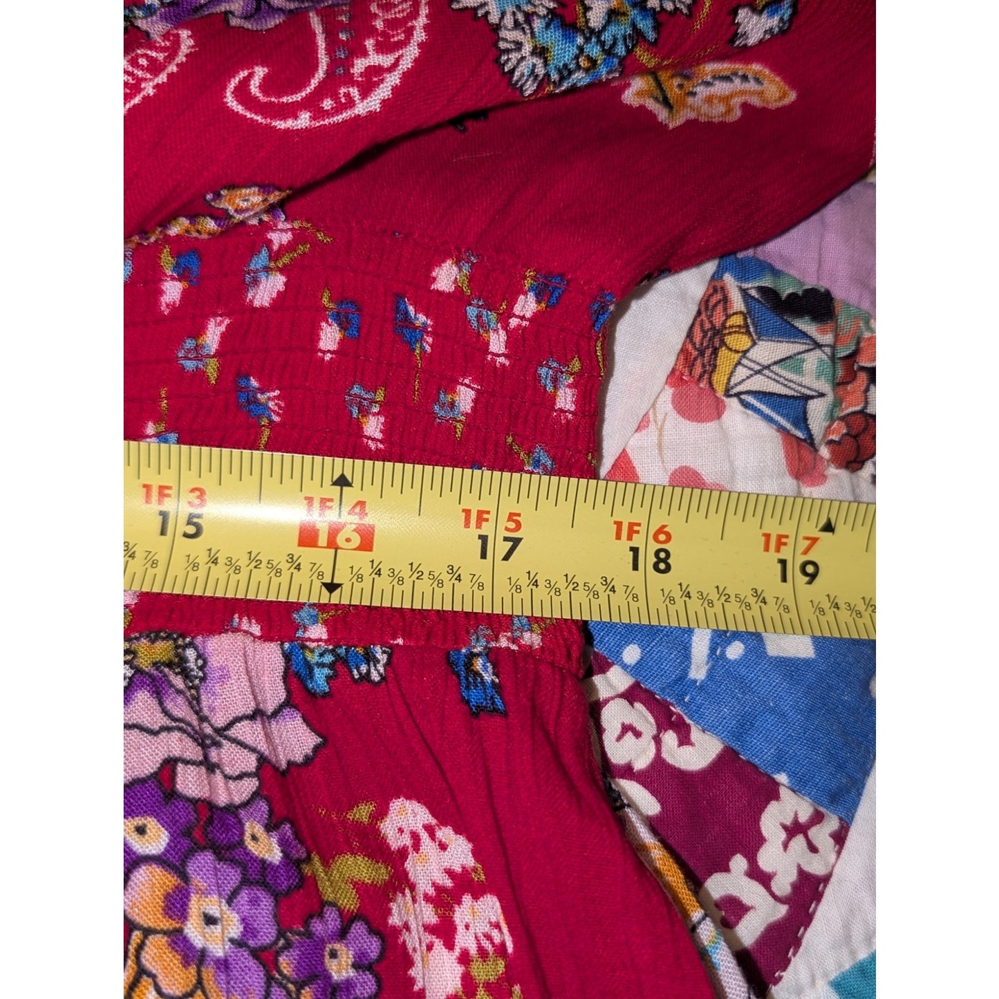 Bila Ruffled Smocked Boho Hippie Red Floral Maxi Dress Women's Size XL
