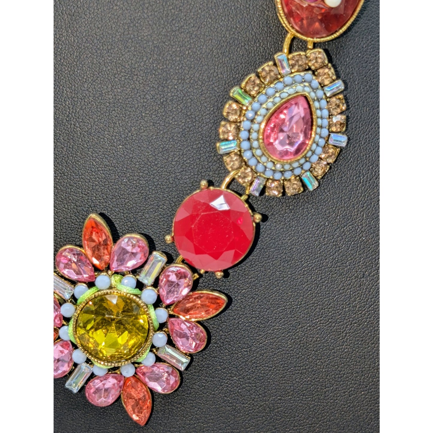 Betsey Johnson St. Barts Carnival Chunky Rhinestone Statement Boho Necklace