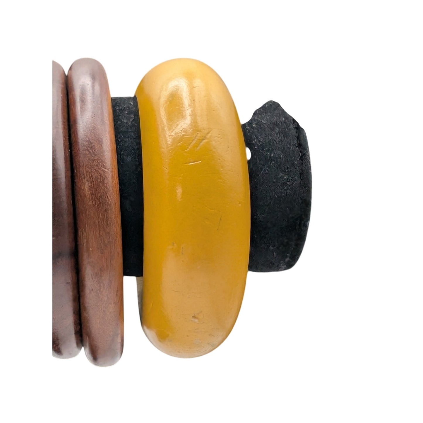 Lot of Five Vintage Wooden Bangle Bracelets Four Painted & Three Natural