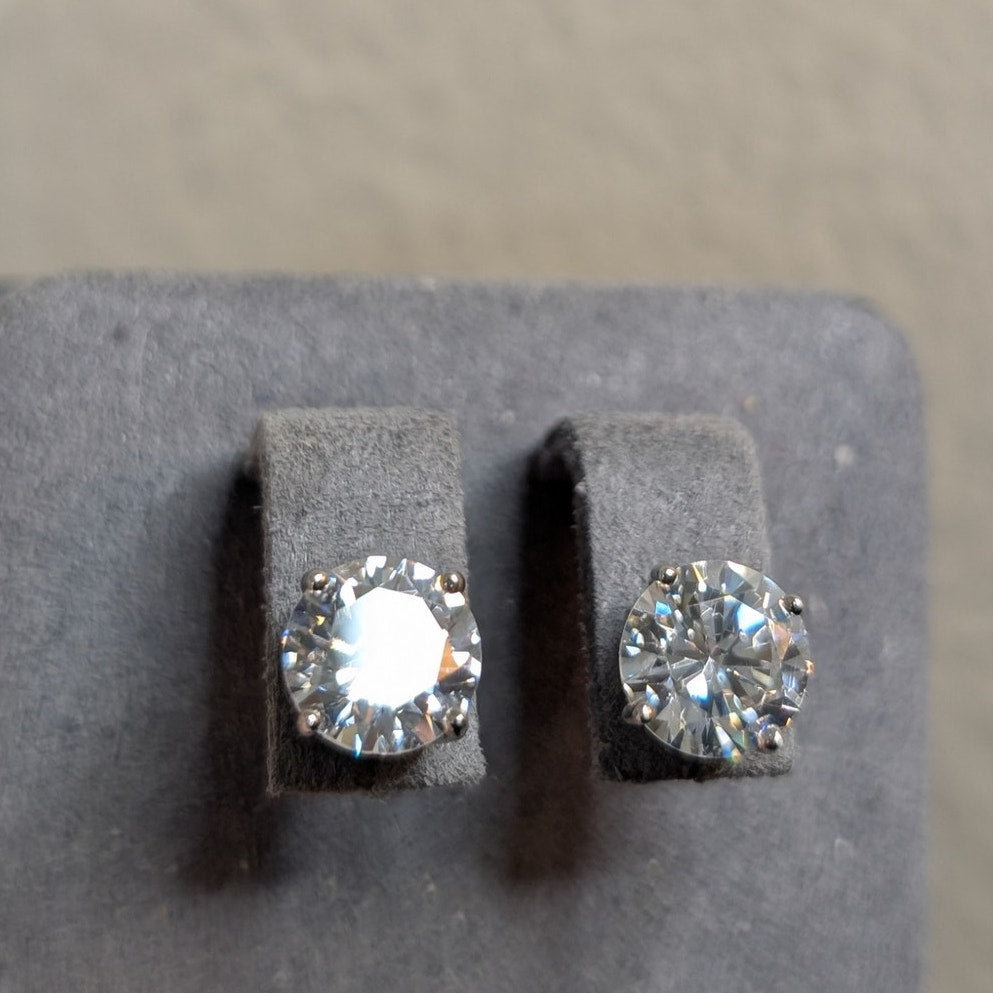 925 Sterling Silver Large CZ Post Basket Set Stud Earrings