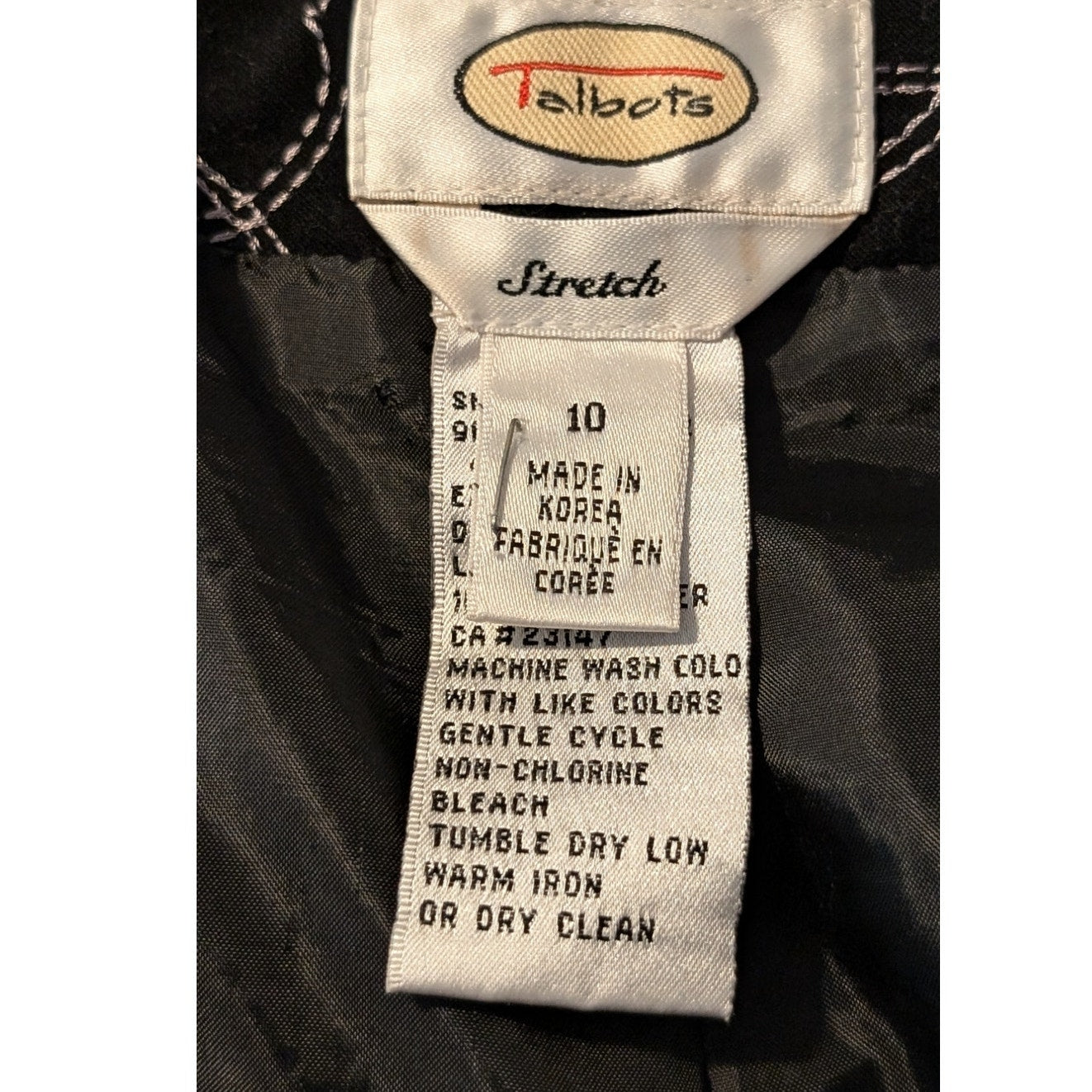 Talbots Black All Over Top Stitch Flat Front Side Stretch Zip Pant Womens Sz 10