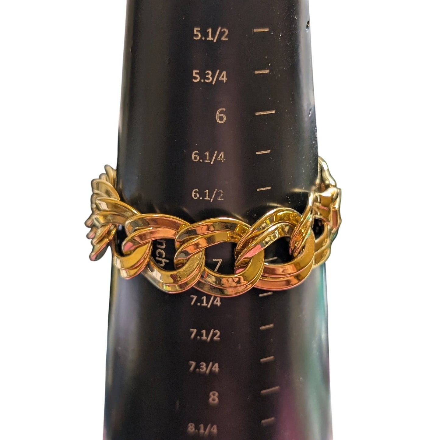 Vintage Monet Gold Tone Curb Double Link Bracelet W/ Fold Over Clasp