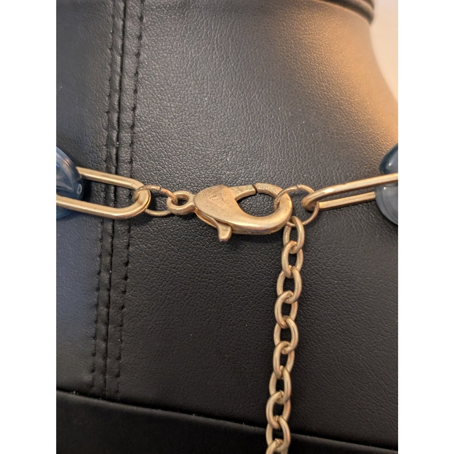 Blue Gray Ombre Gold Tone Chain Link 38"-41" Necklace