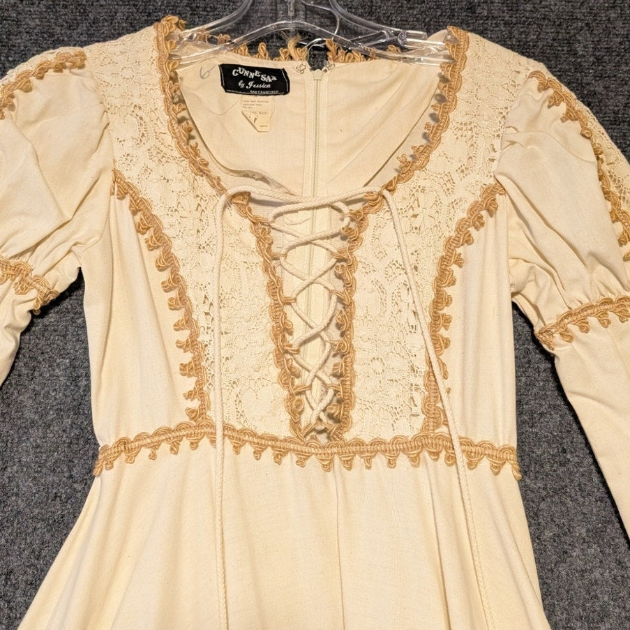Gunne Sax by Jessica Black Label 70s Elizabethan Revival Renaissance Dress Sz 7