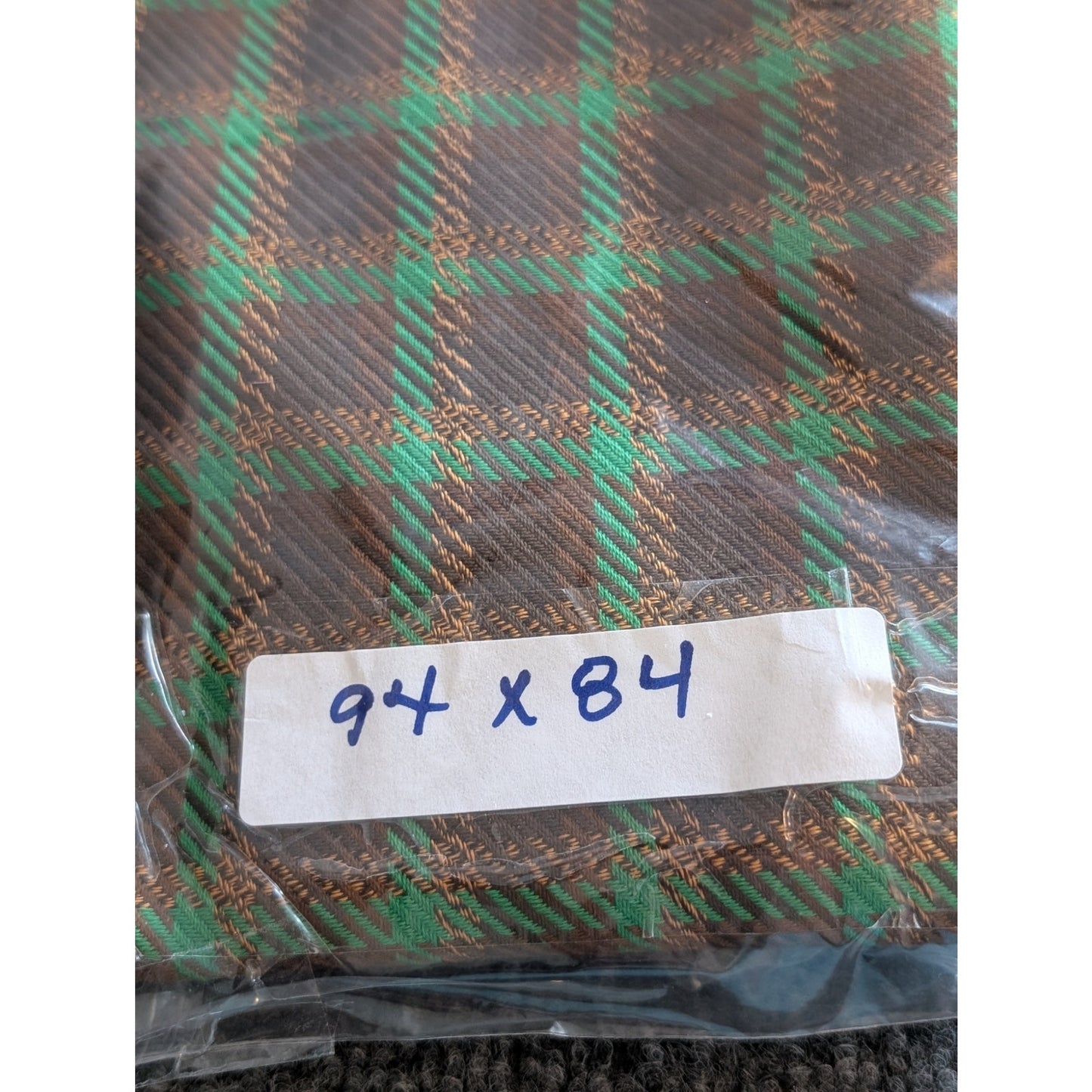 NWOT Brown Bronze Green Plaid Fabric Remnant 94" X 84"