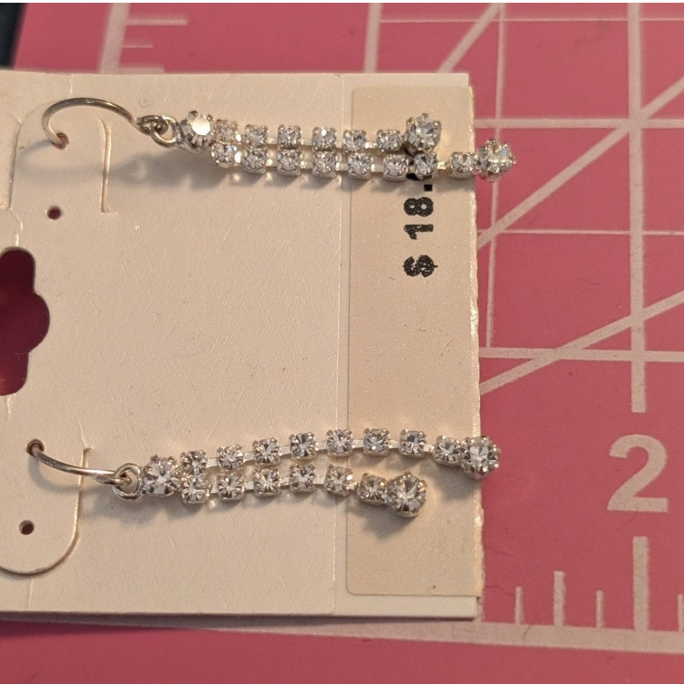 BT Jeweled Double Strand Rhinestone Wire Dangle Earrings NWT