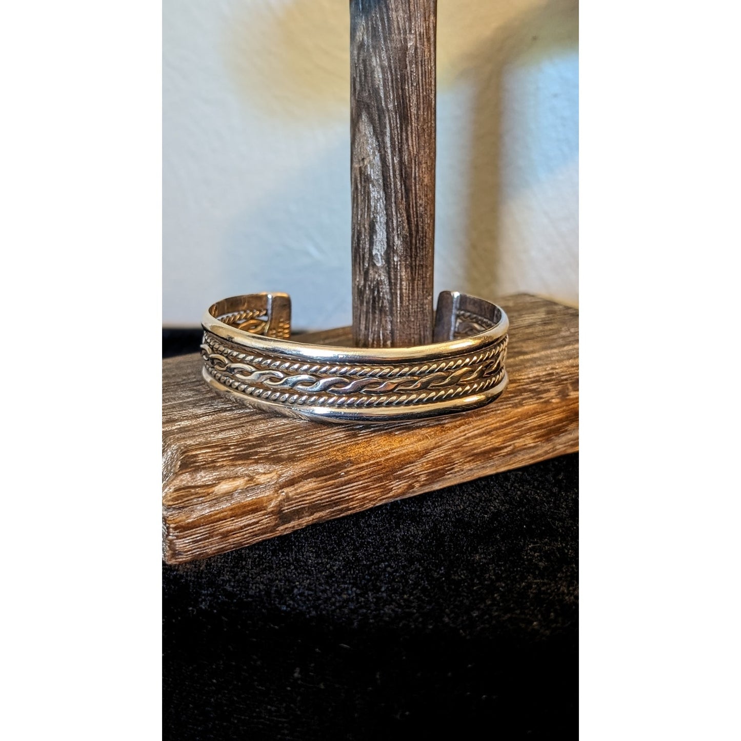 Signed Mexico 925 Sterling Silver Braided Cuff Bracelet W/ Serial Number