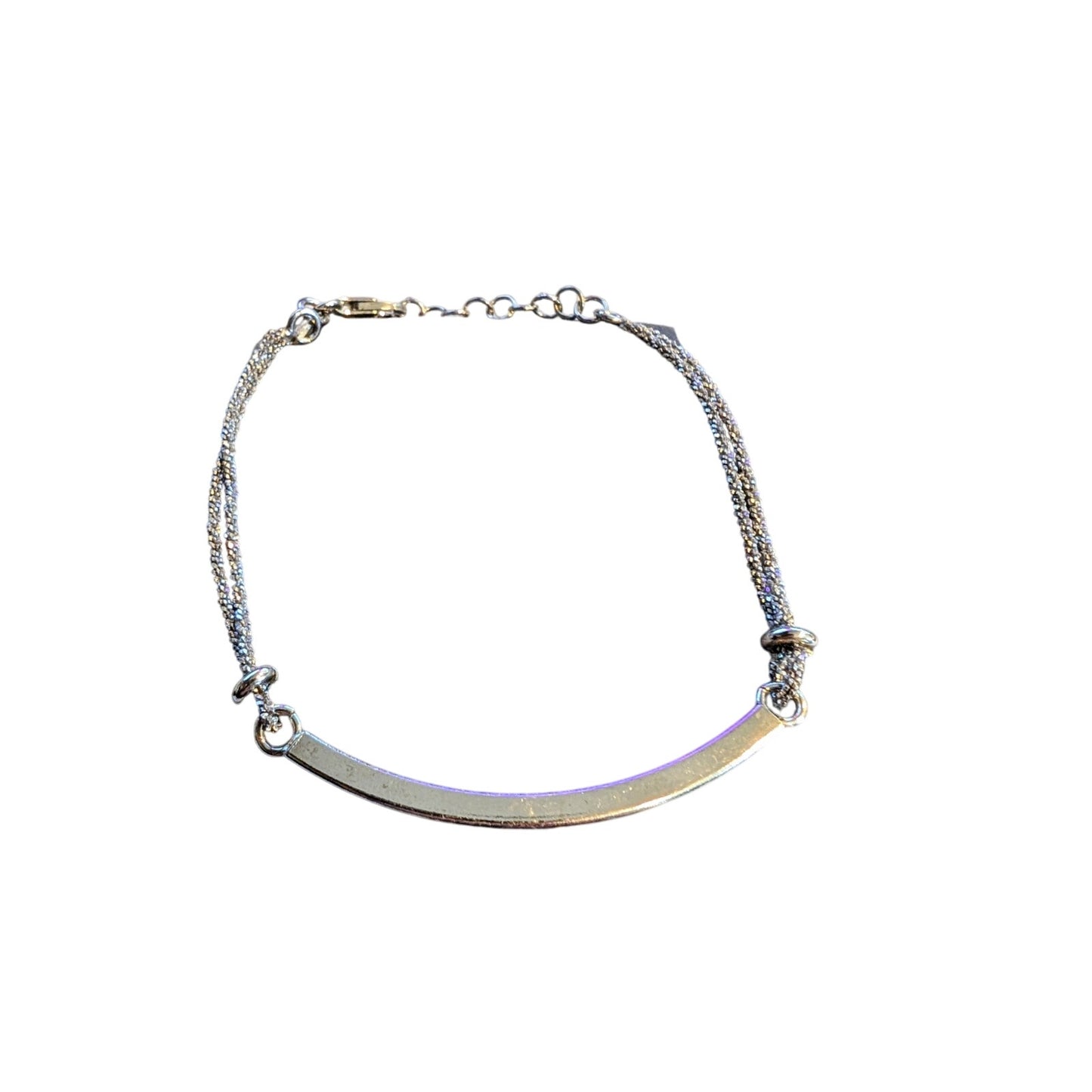 VTG Dyadema 925 Italy Sterling Silver Crystal Bar Chain Bracelet 7"-8" Long