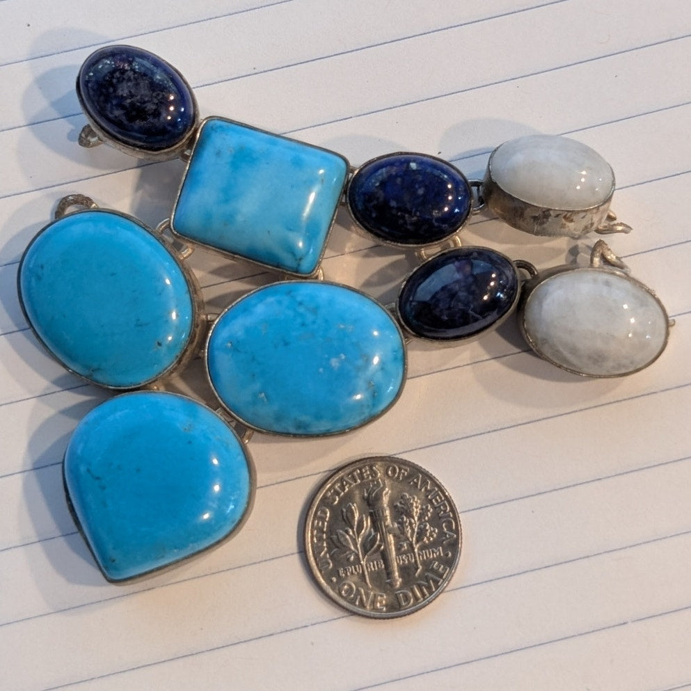 Turquoise Lapis Moonstone Broken Piece Off South Western Necklace For Repurpose
