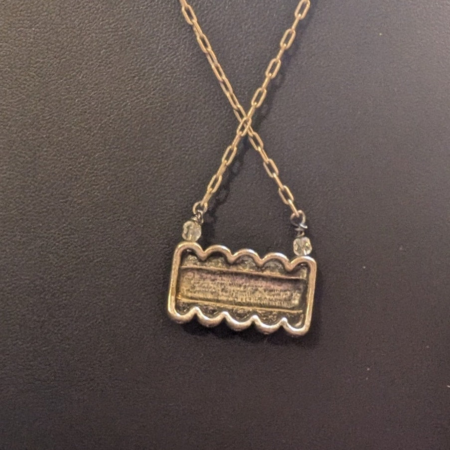 Coldwater Creek Silver Tone Etched Swirl Bar Necklace