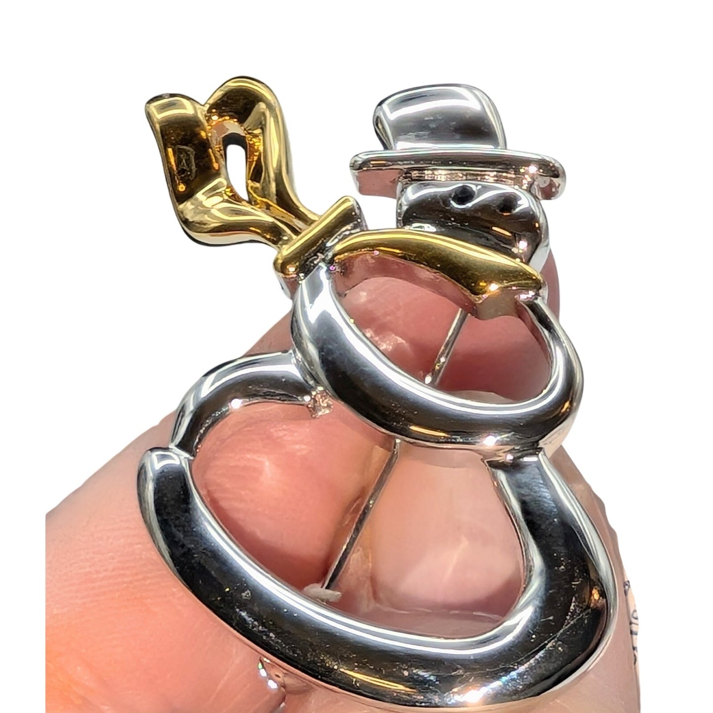 Lot of Two Silver Tone Snowmen Pin/Brooches -- One NWT