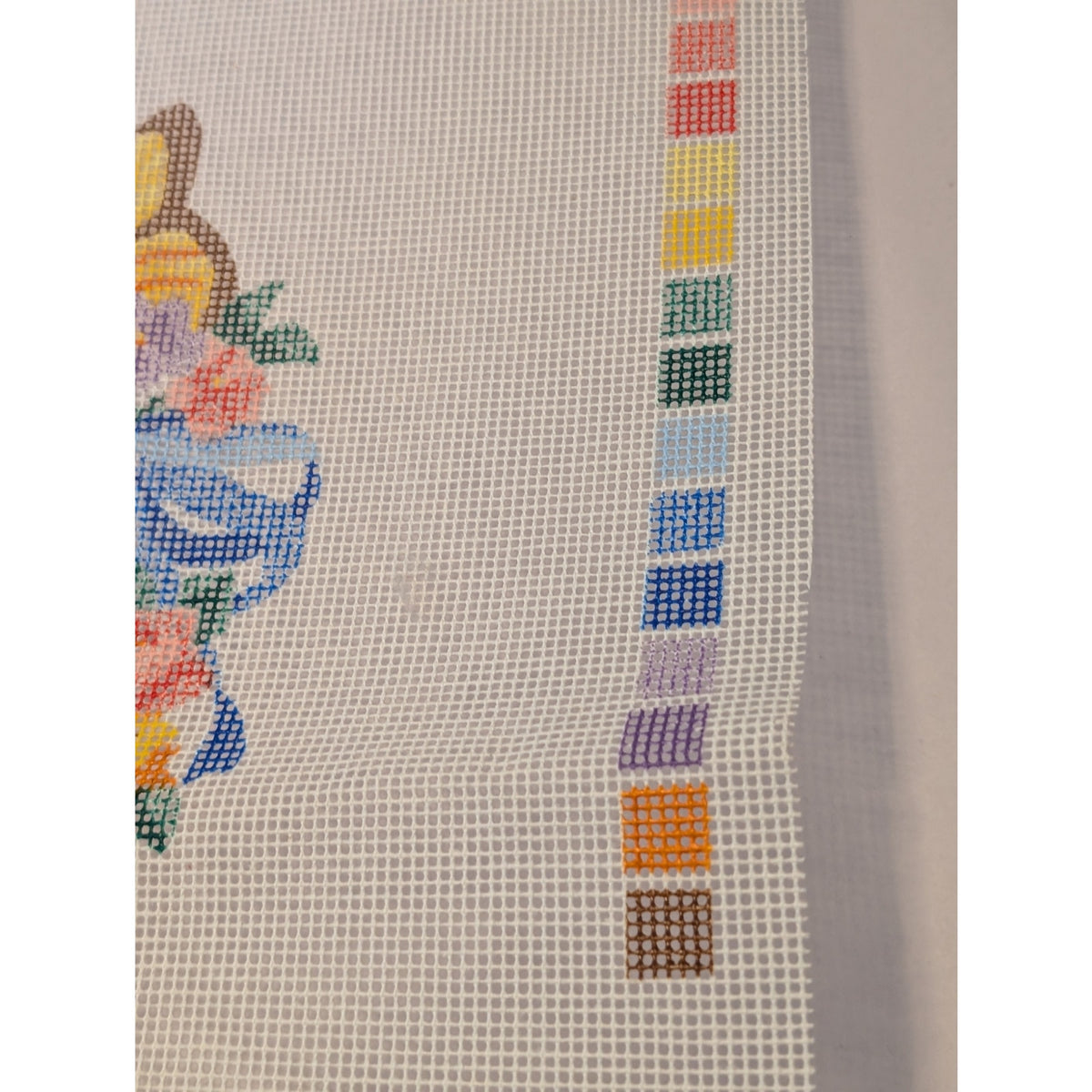 Vtg Bucilla Needlepoint Butterfly Wreath Mesh Design 1990 14" x 14" 4635