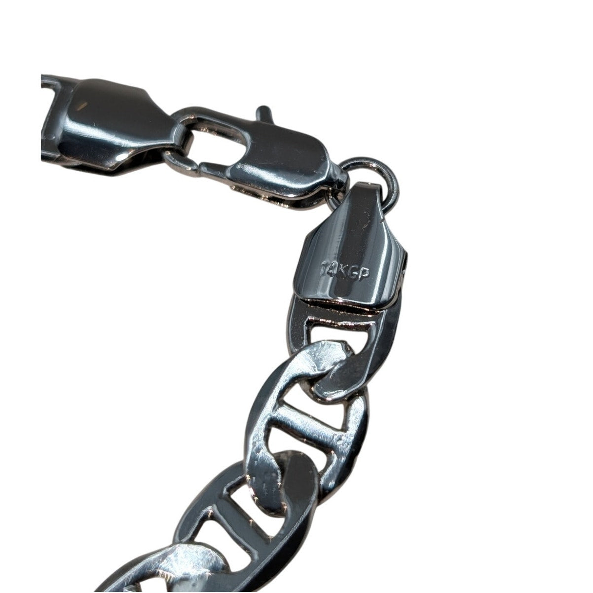 Marked 14KGP (White Gold Plated) Mariner's Chain Lobster Claw Clasp 23" Necklace
