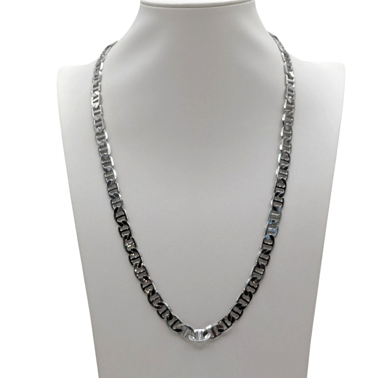 Marked 14KGP (White Gold Plated) Mariner's Chain Lobster Claw Clasp 23" Necklace