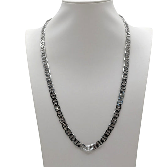 Marked 14KGP (White Gold Plated) Mariner's Chain Lobster Claw Clasp 23" Necklace