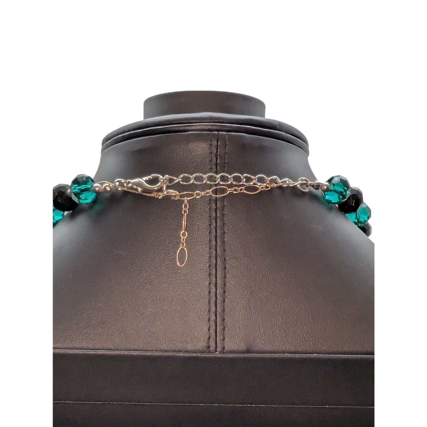 Lot of Two Glass Crystal Necklaces -- Black & Green Glass Crystal