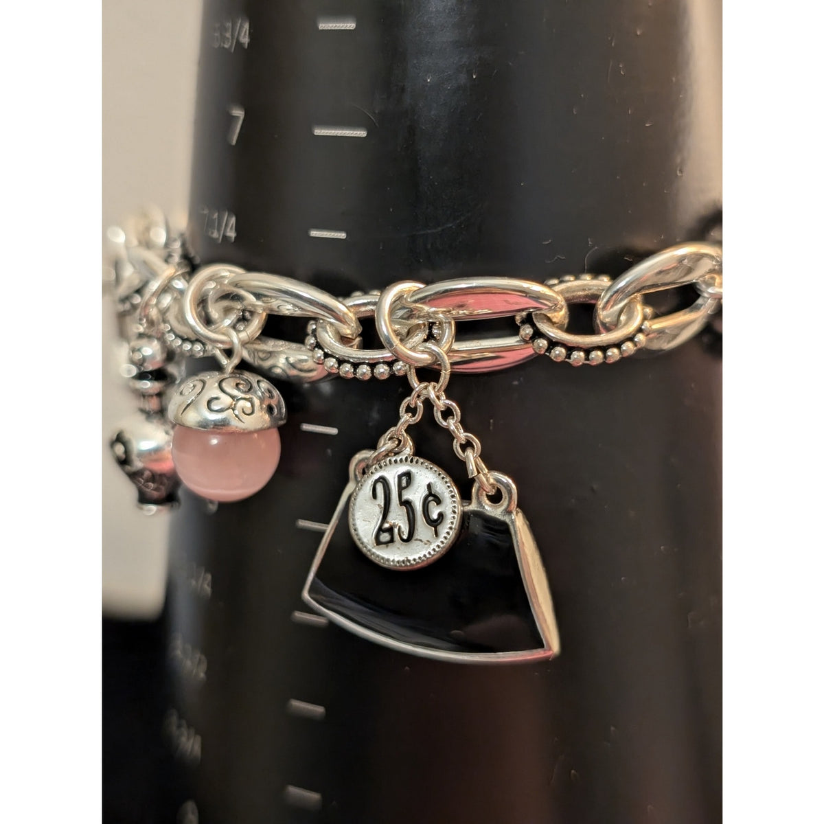 Premier Designs Silver Tone Girly Toggle Clasp Charm  Bracelet