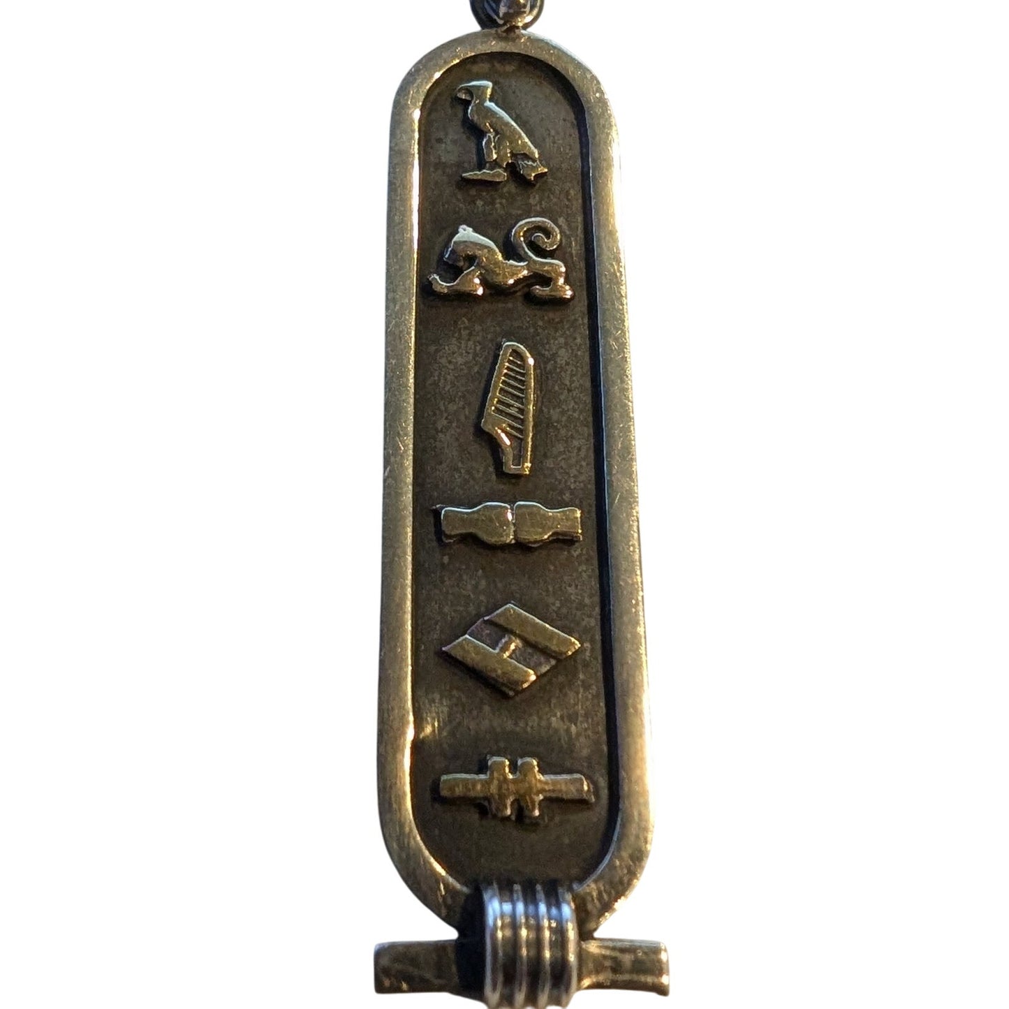 VTG 925 Sterling Silver Egyptian Hieroglyphics Cartouche Pendant 15" Necklace
