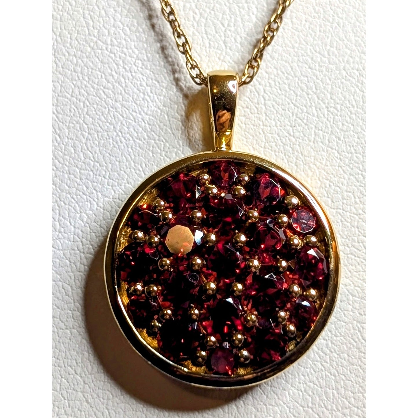 Vintage 925 Sterling Vermeil Tested Garnet Pendant 18" Necklace