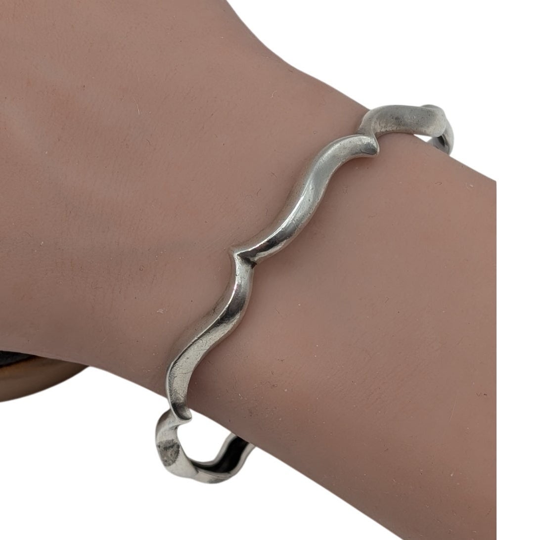 Retired James Avery Sterling Silver Wave Scroll Bangle Bracelet