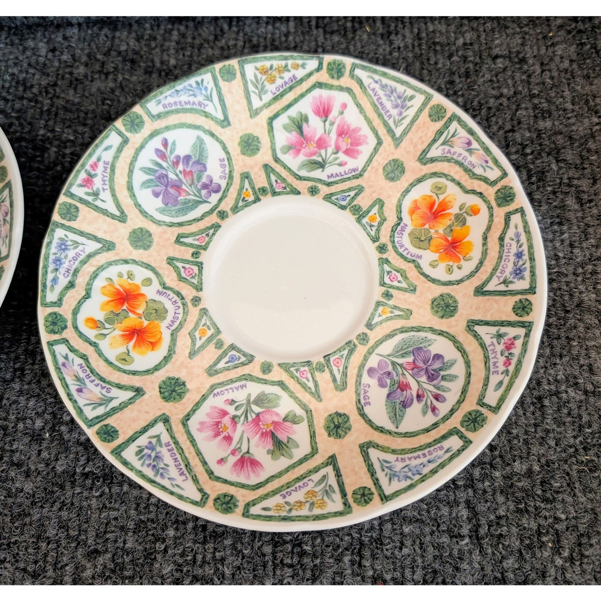 Vtg 1997 Roy Kirkham Bone China English The Herb Garden 14 oz Cup & Saucer