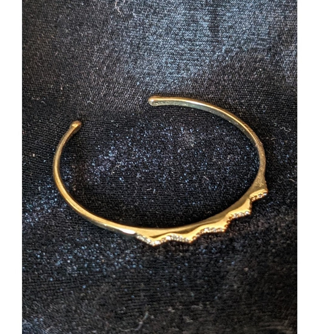 Stella & Dot  Signed Gold Tone Pave Chevron Cuff Bracelet