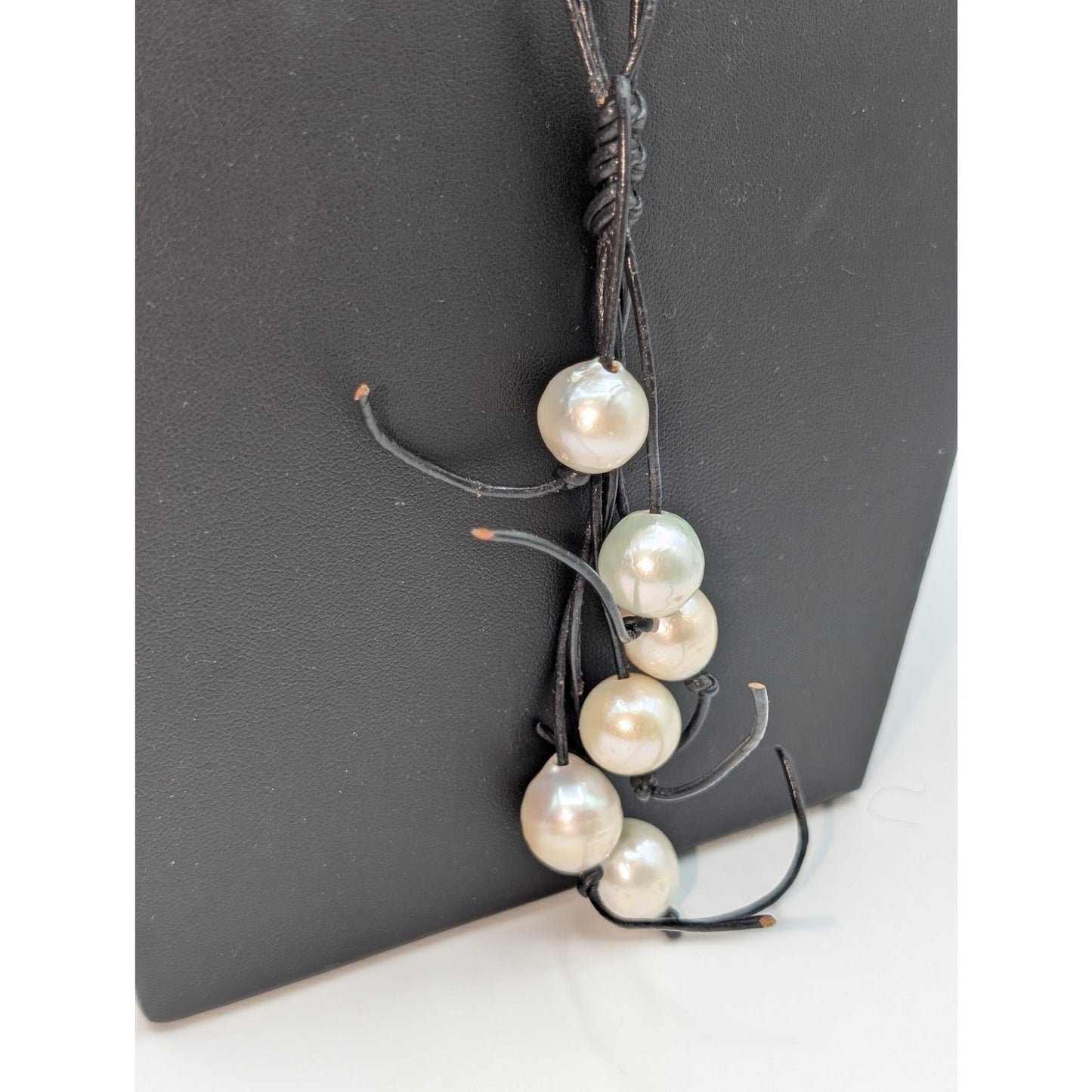 Boho 925 Sterling Silver Hook Clasp Double Corded Fringe Pearl Drop Necklace