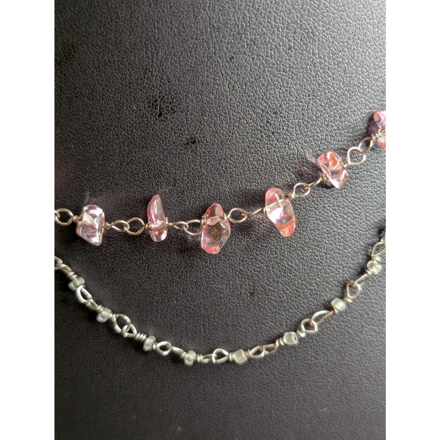 American Eagle Sterling Silver Double Strand Chip Bead Wire Chain 17" Necklace