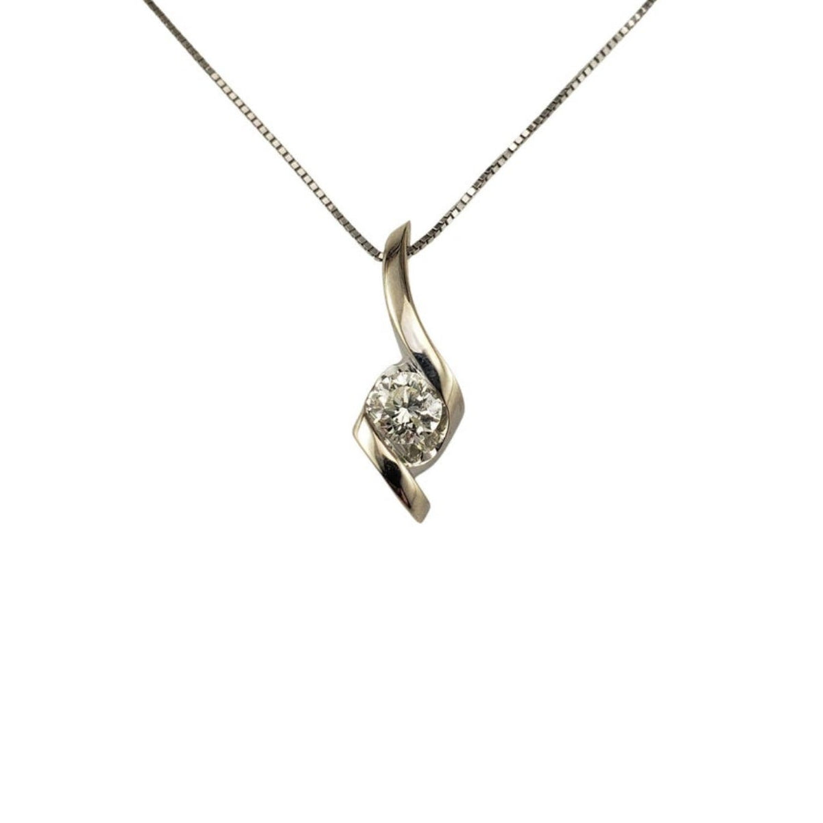 Sirena Collection 14K White Gold 1/4 ct Diamond Solitaire Pendant 19" Necklace